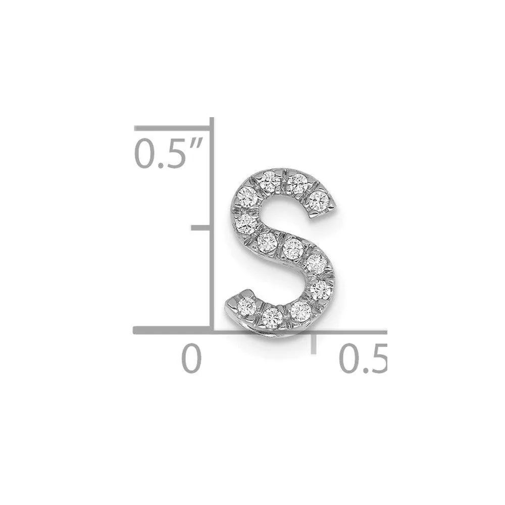 14k White Gold Diamond Initial S Charm