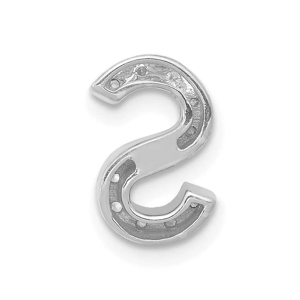14k White Gold Diamond Initial S Charm