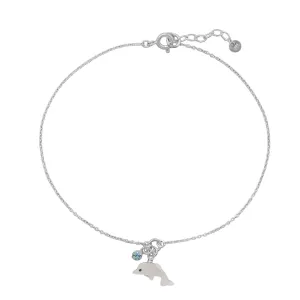 9.5"   1" Dolphin and Crystal Anklet