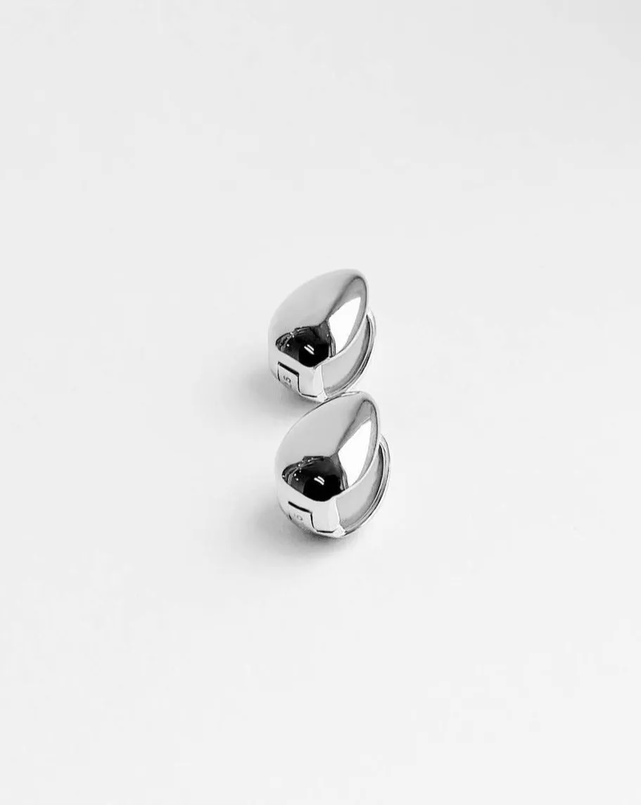 Almond Huggie Hoops - Sterling Silver