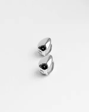 Almond Huggie Hoops - Sterling Silver