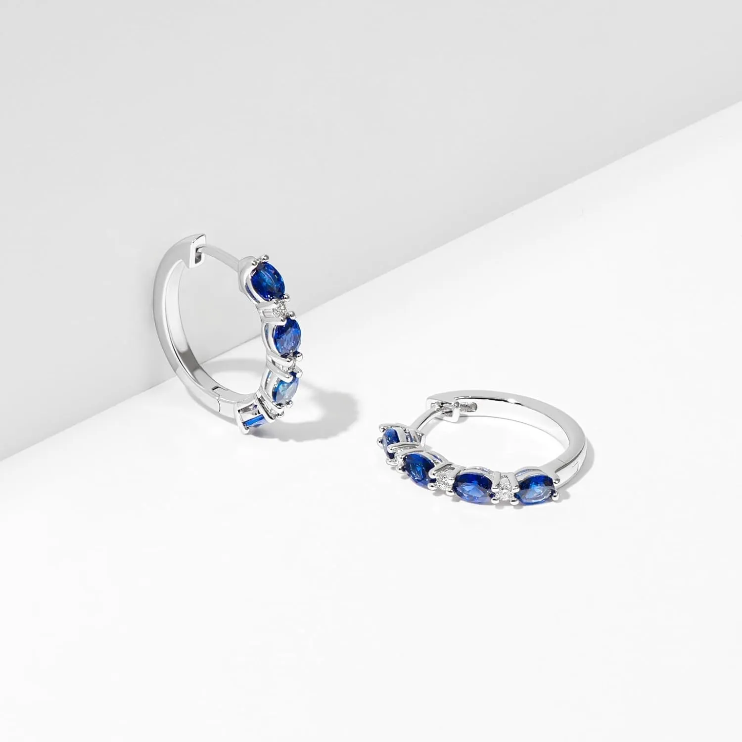Amazon Essentials Lab Grown Diamond and Created Gem 925 Sterling Silver Hoop Earrings (H-I Color, I1 Calarity) (previously Amazon Collection)
