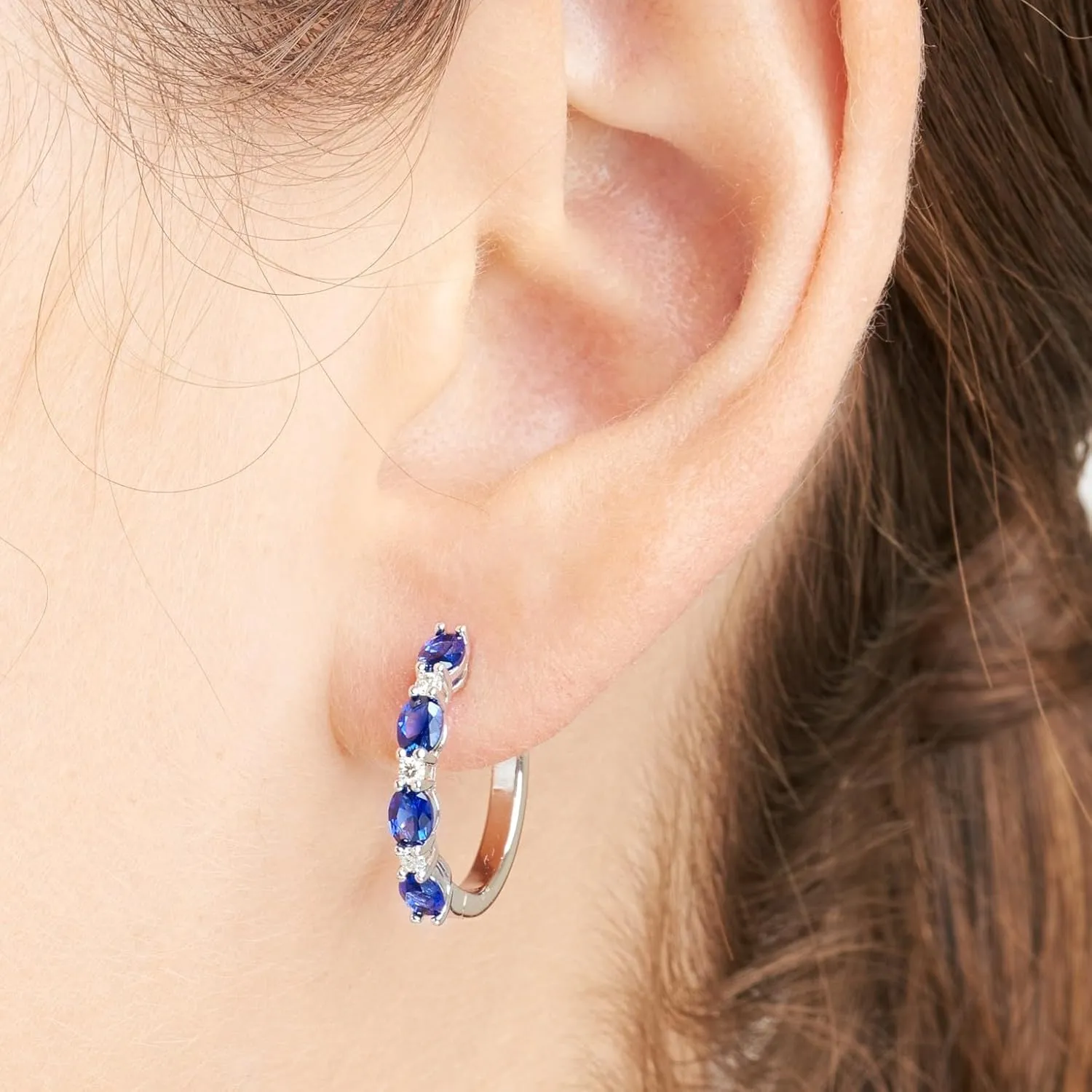 Amazon Essentials Lab Grown Diamond and Created Gem 925 Sterling Silver Hoop Earrings (H-I Color, I1 Calarity) (previously Amazon Collection)
