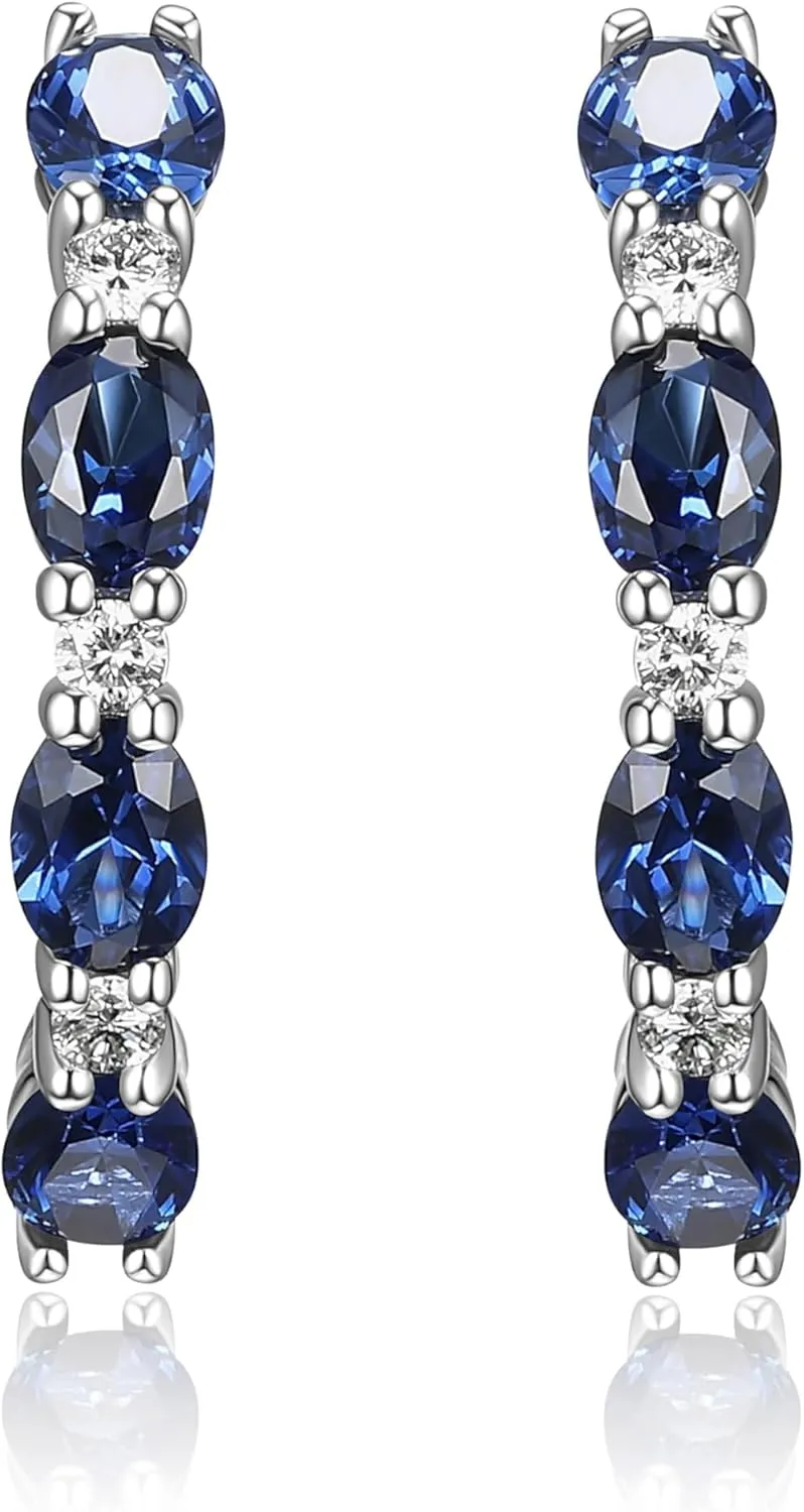 Amazon Essentials Lab Grown Diamond and Created Gem 925 Sterling Silver Hoop Earrings (H-I Color, I1 Calarity) (previously Amazon Collection)