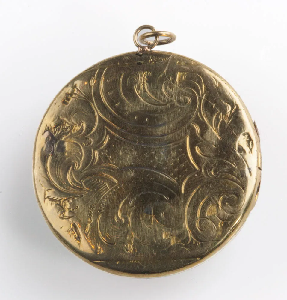 Antique Georgian opal diamond and 18k yellow and white gold mourning locket with watercolor portrait circa 1820-1830. pdvc457