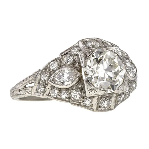 Art Deco Engagement Ring, Old European cut 1.30ct.