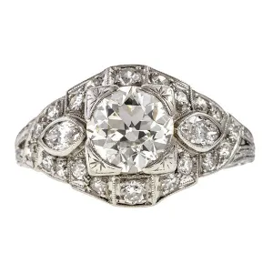 Art Deco Engagement Ring, Old European cut 1.30ct.