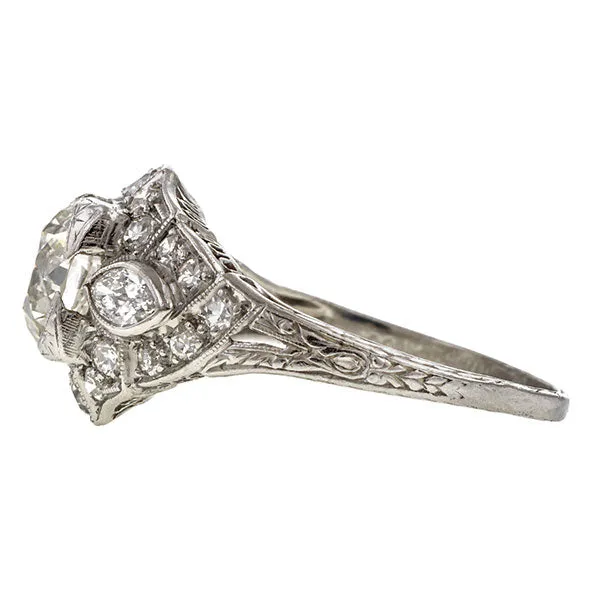 Art Deco Engagement Ring, Old European cut 1.30ct.