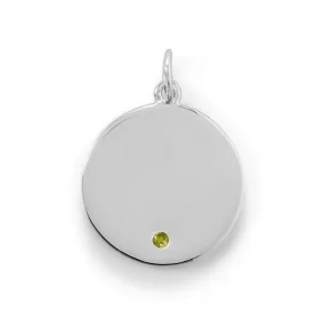 Engravable Rhodium Plated CZ Pendant - November Birthstone