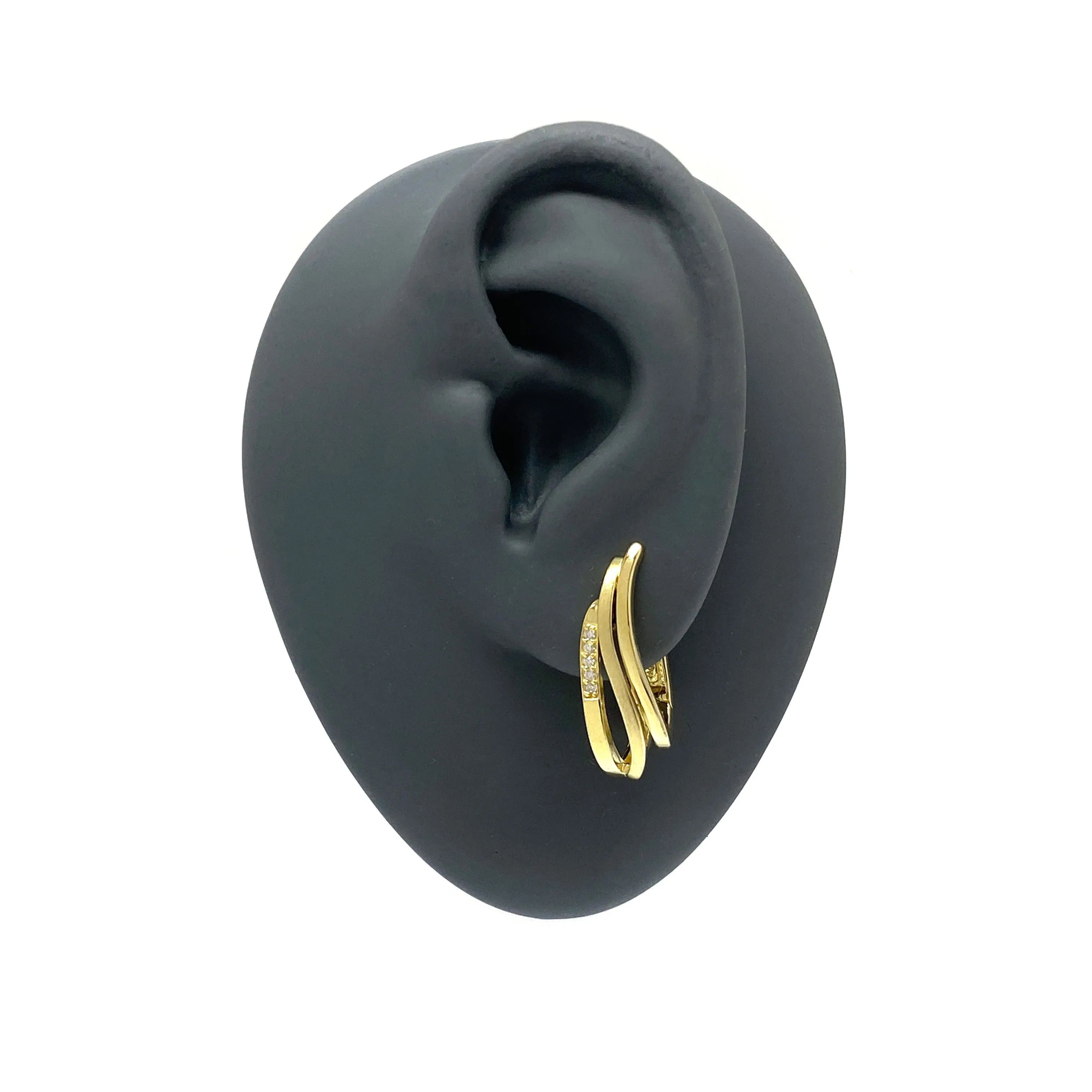 Gold and CZ Huggie Earrings