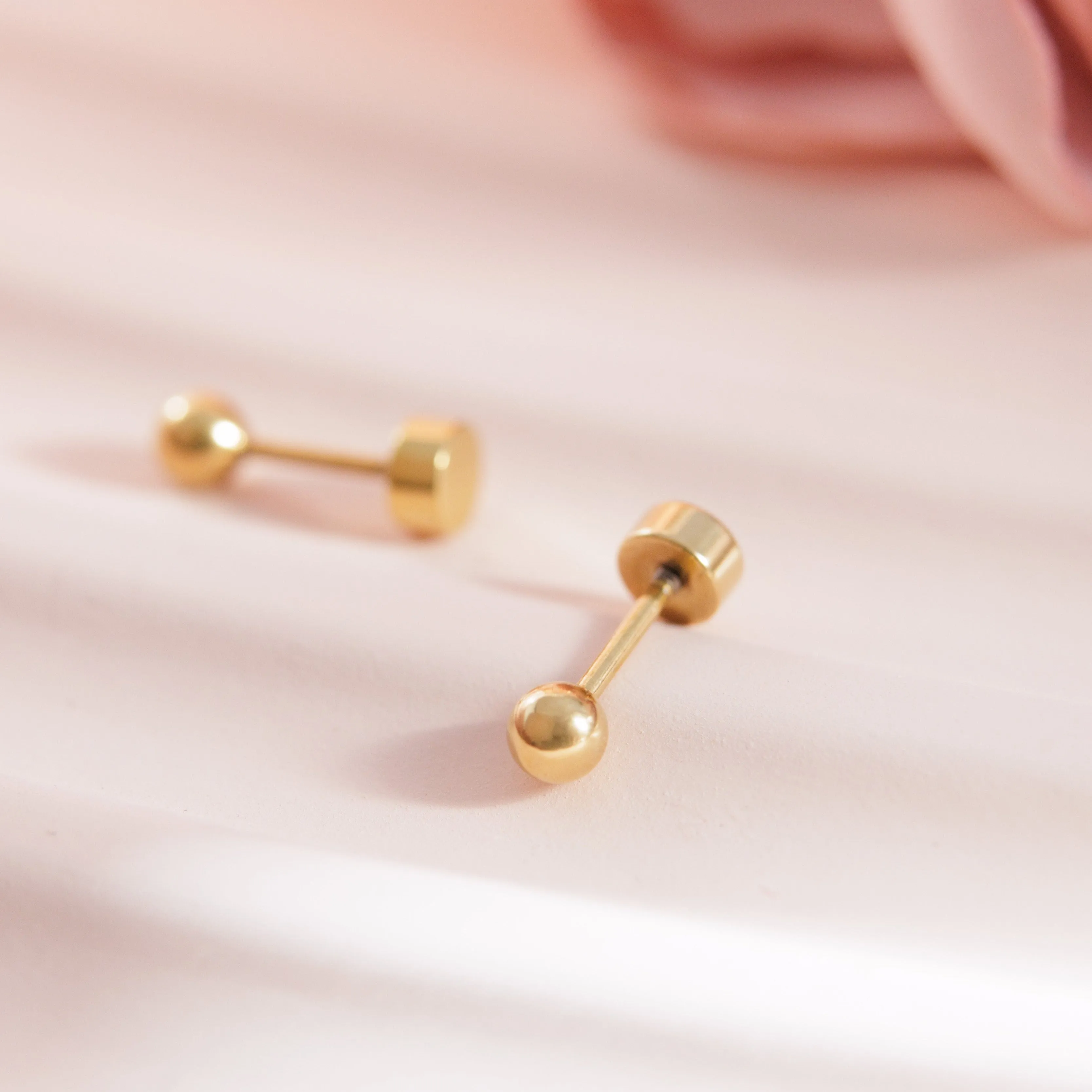 Gold Ball & Crystal Bezel Screw Back Set