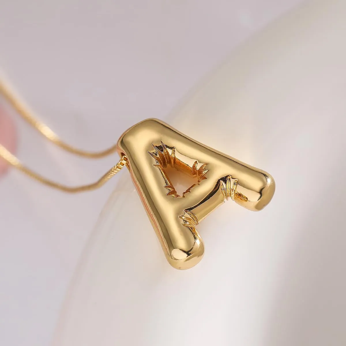 Gold Initial Necklaces for    Trendy Stuff Bubble Letter Pendant Necklace Gold Jewelry Birthday Gifts for Women Teen Her Mom Sister