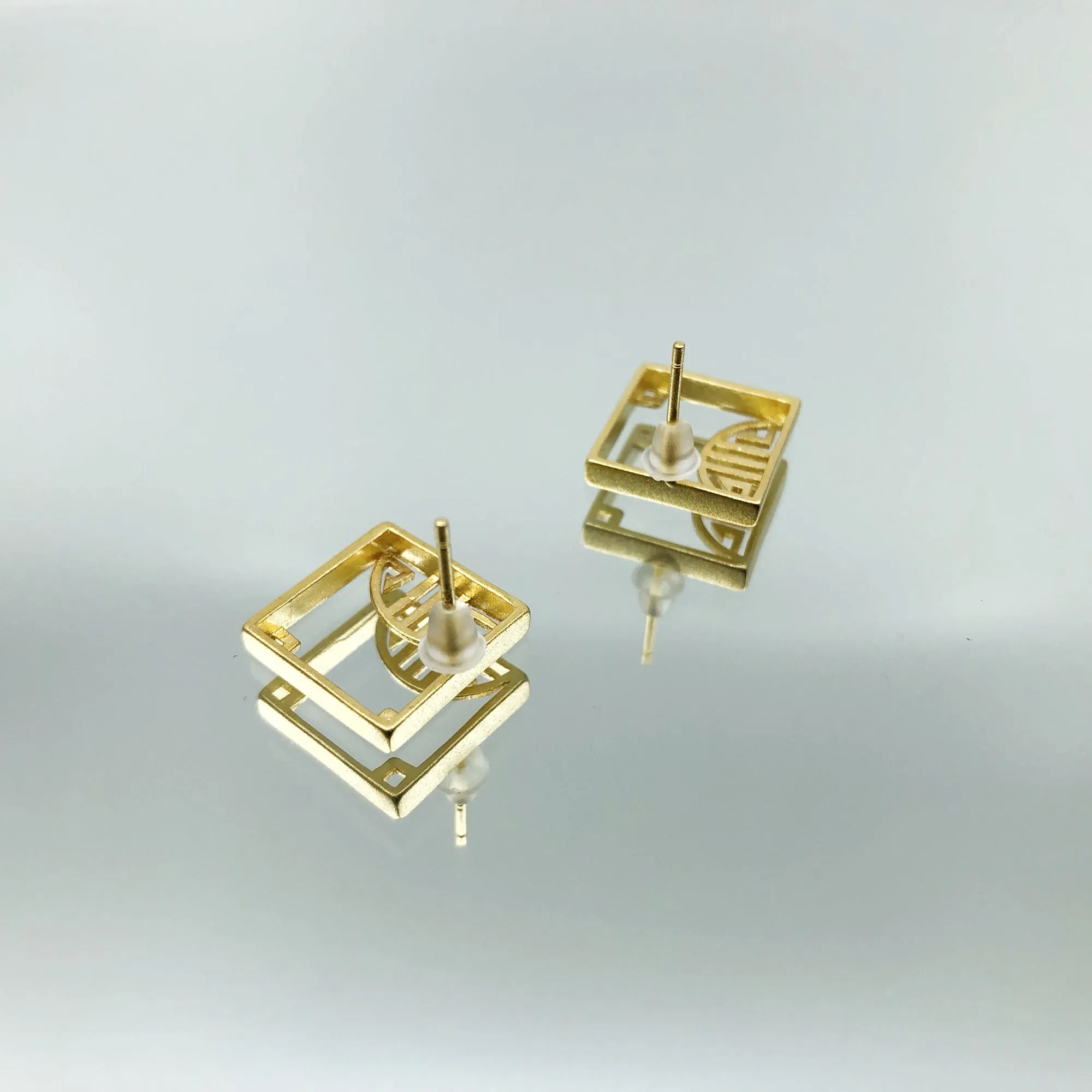 Gold Square Studs