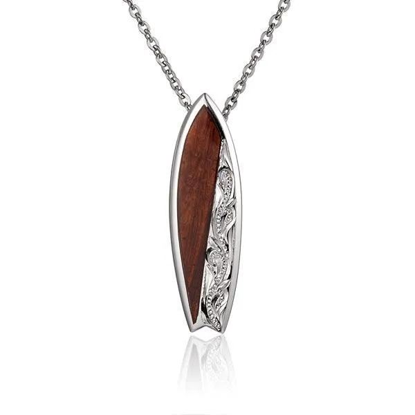 Koa Wood Engraved Surfboard Pendant