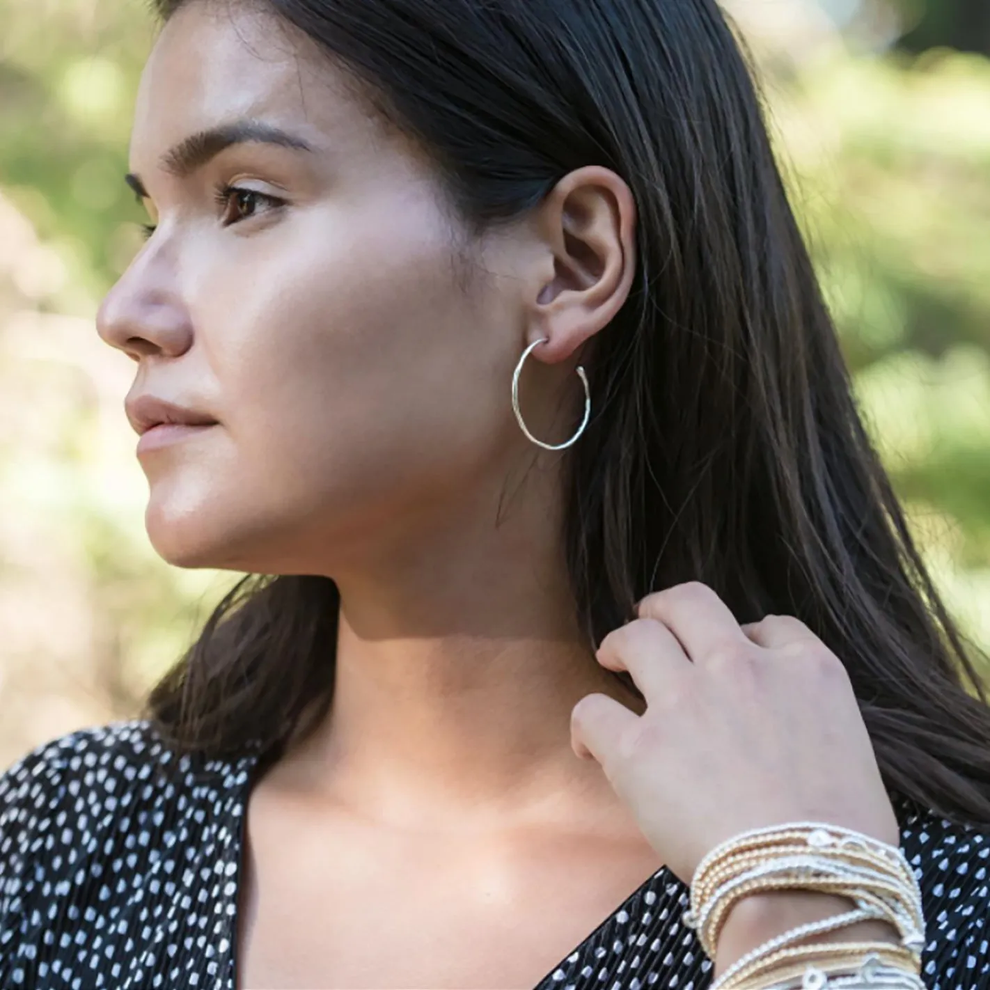 Large Melt Silver Hoops | 35mm
