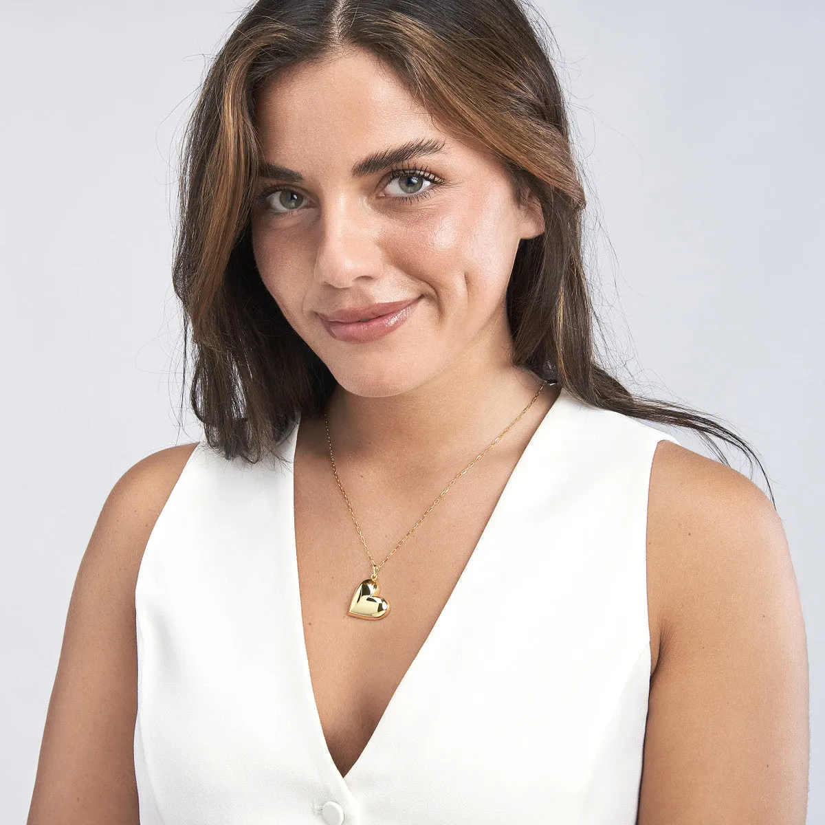 Large Puff Heart Pendant Necklace