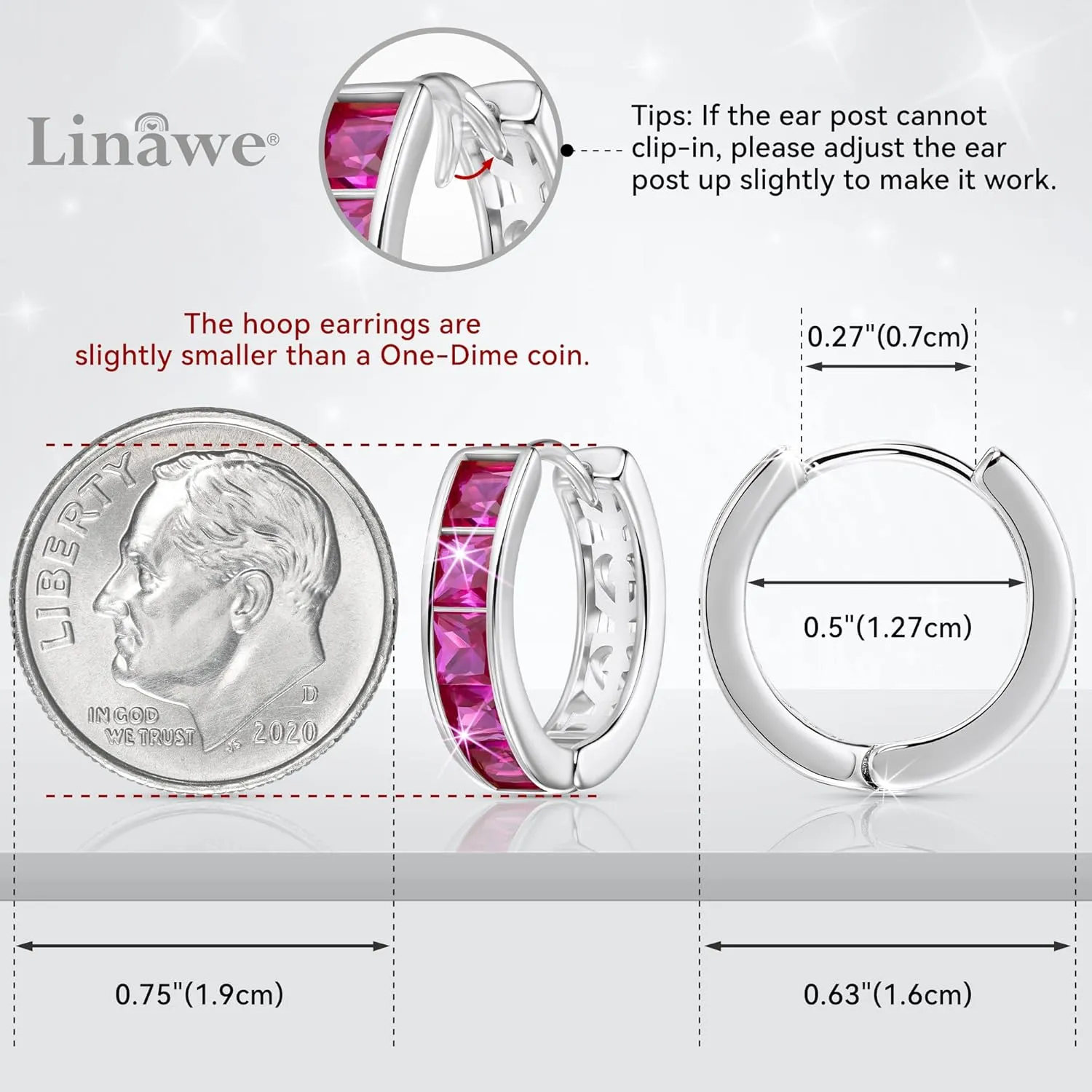 Linawe Small Hoop Earrings for Women Trendy, Tragus Piercing Jewelry, Cubic Zirconia Studs Huggie Earrings, Mini Chunky Tiny Helix Earrings, Gold/Rose Gold/Silver Cartilage Hoops