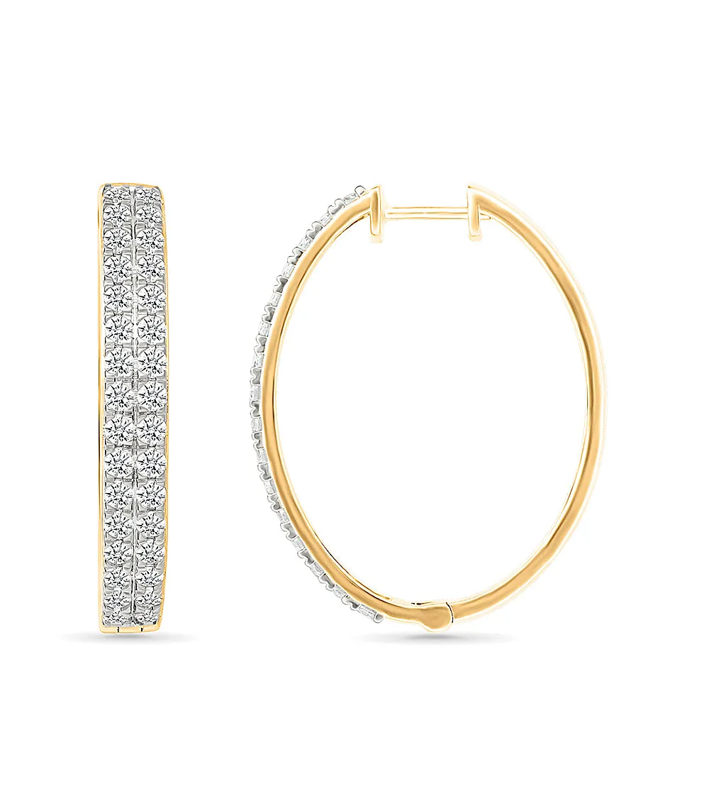 Line Gold & Diamond Earrings