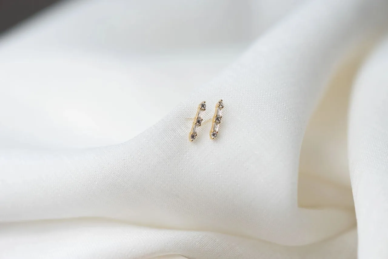 Long Bar Crystal Studs