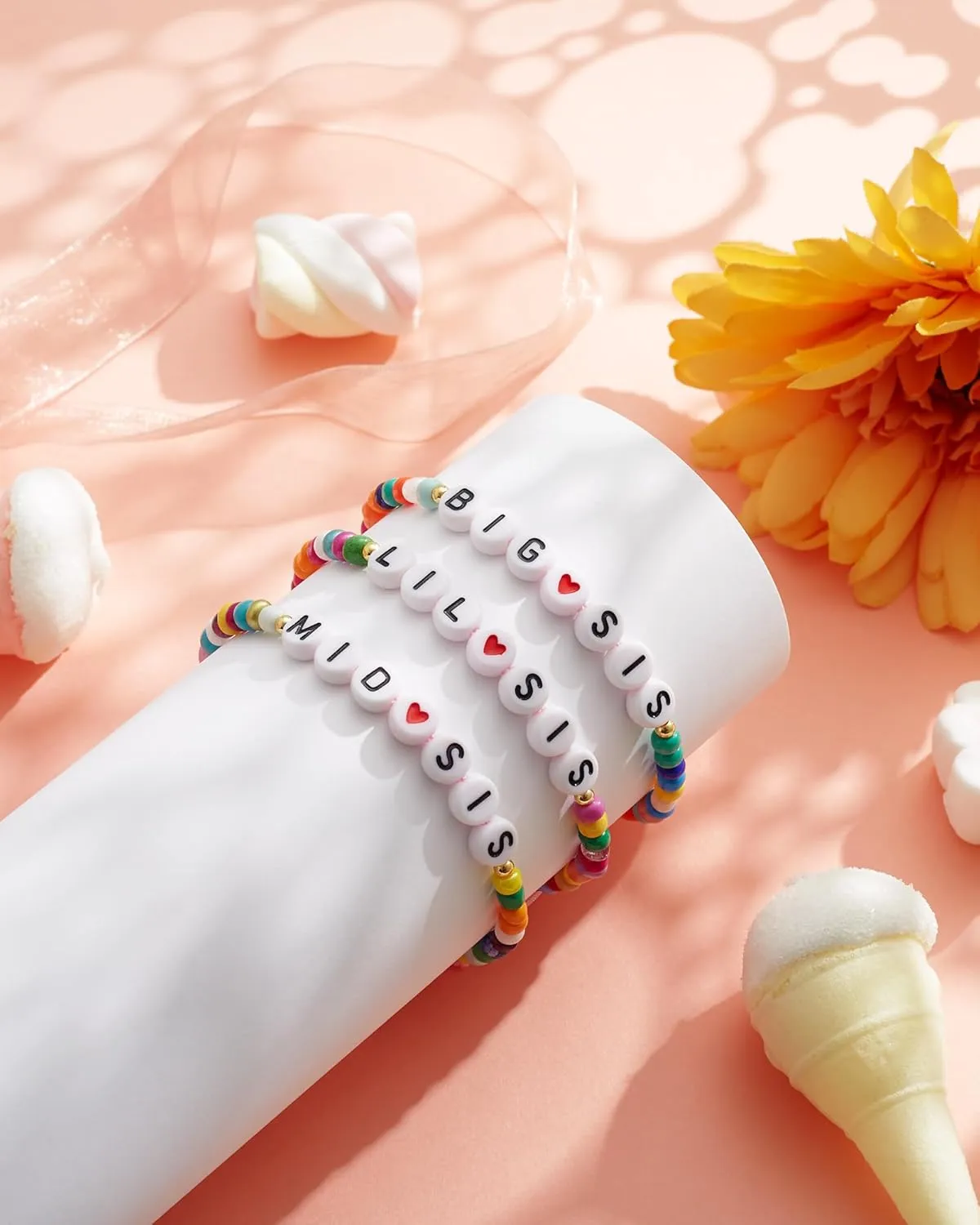 Matching Heart Bracelet set for 2,3 Big Sis Little Sis Sisters Handmade Braid Adjustable Bracelet Set BFF Friends Bracelet Set Gift for Sisters