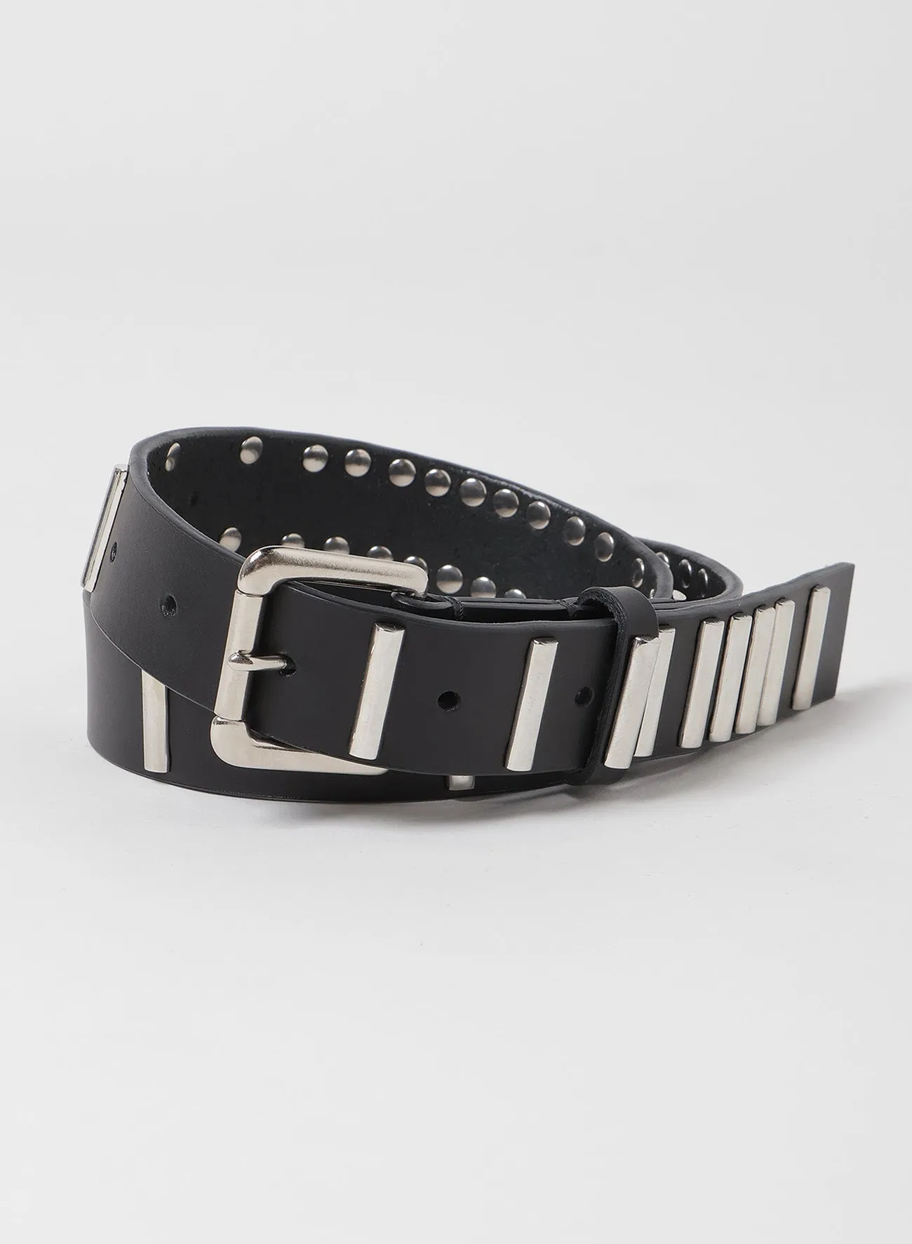OIL TANNED LEATHER HALF ROUND STUDS BELT