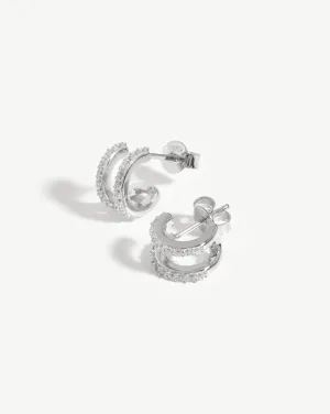Pave Double Huggies | Sterling Silver/Cubic Zirconia