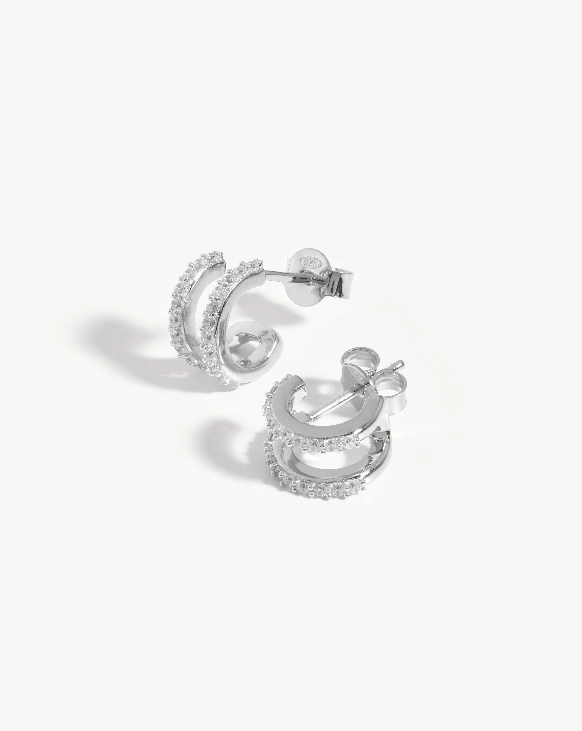 Pave Double Huggies | Sterling Silver/Cubic Zirconia