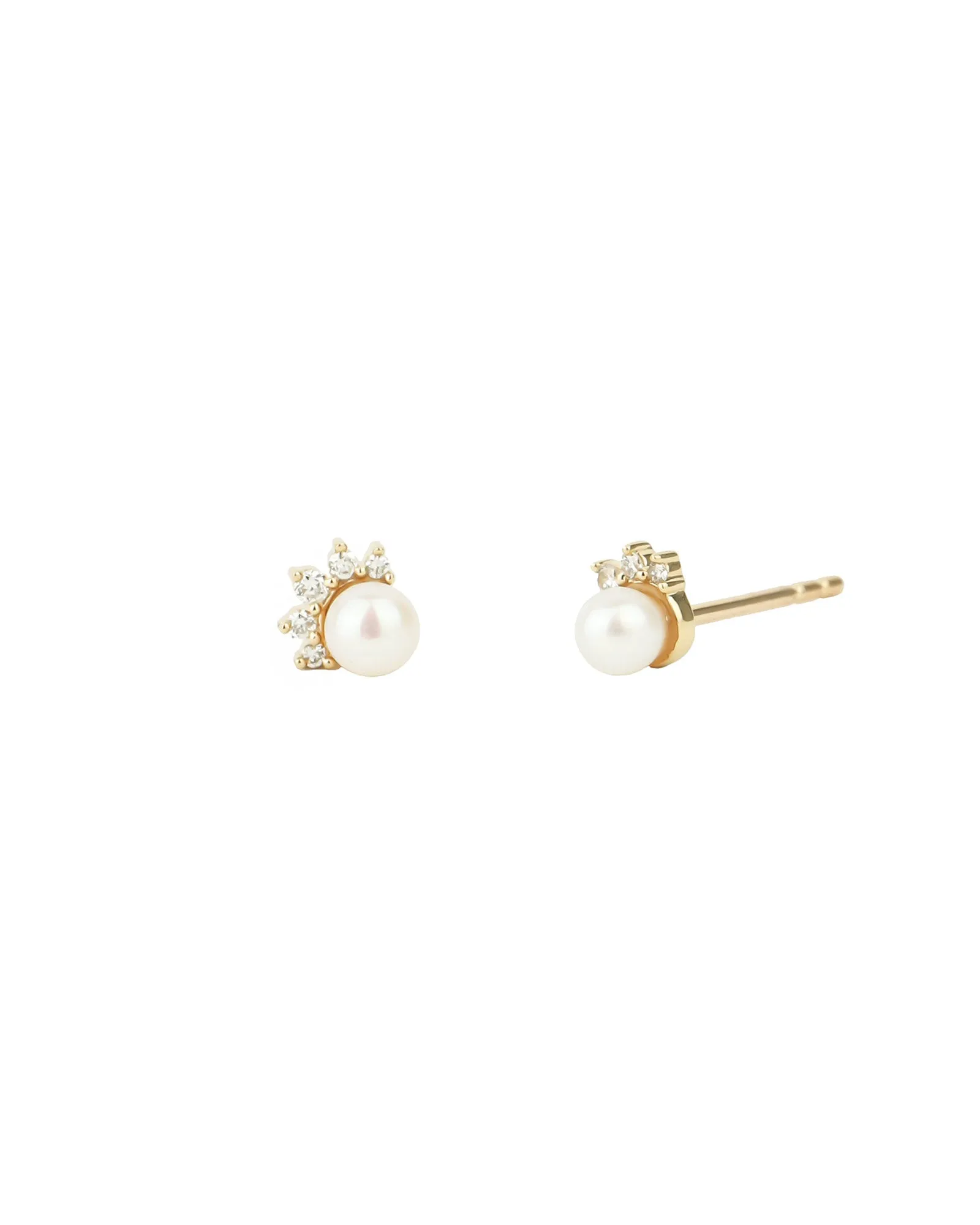 Pearl Half Halo Diamond Studs