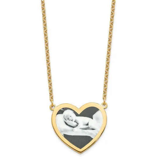 Personalized Large 1 inch Photo Heart Necklace