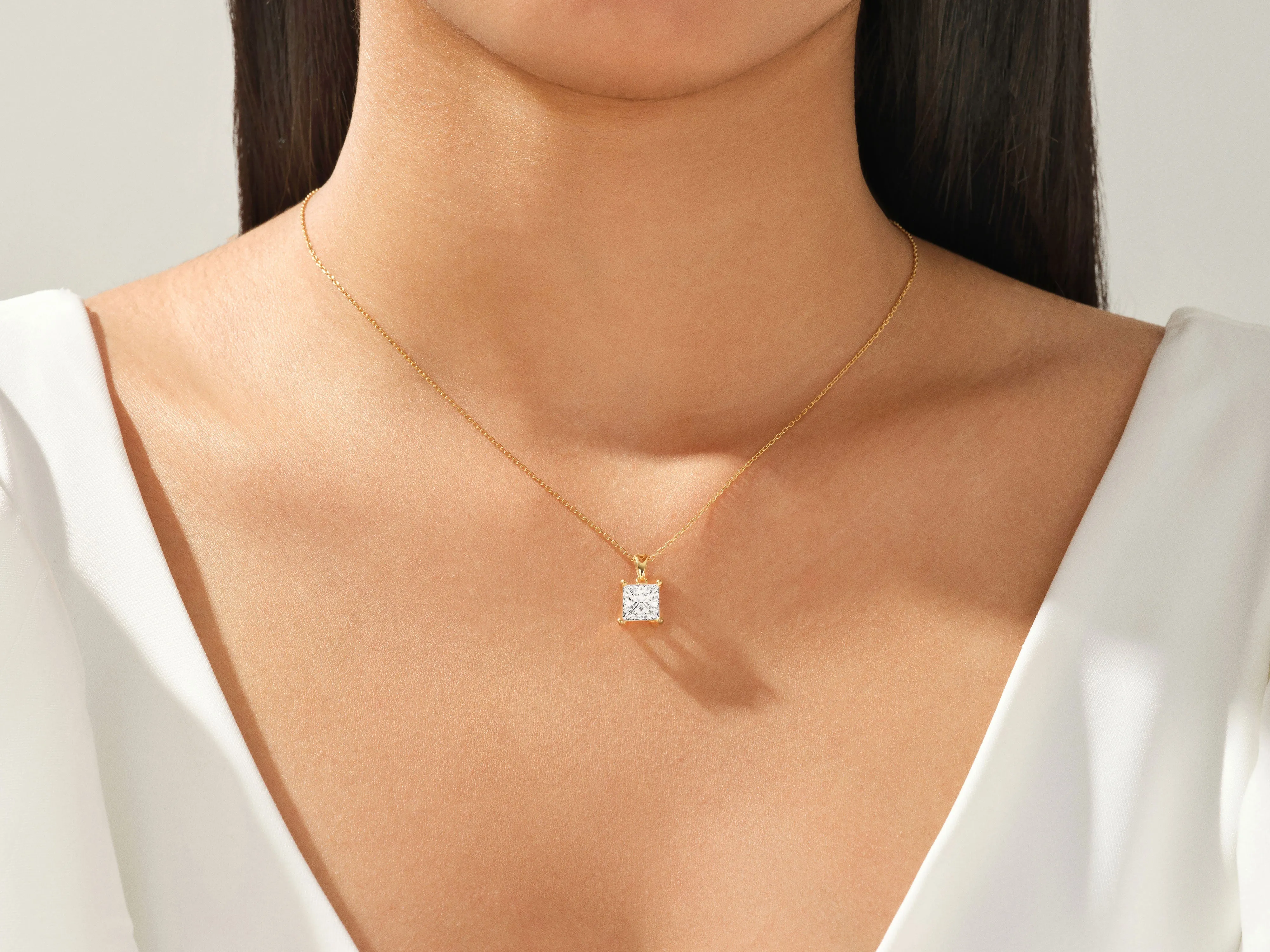 Princess Cut Moissanite Solitaire Pendant (1.50 CT)