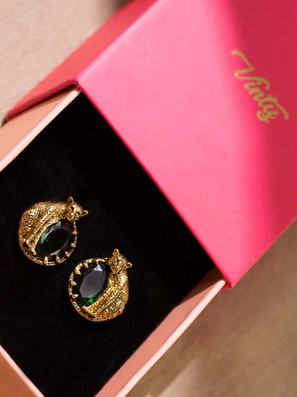 Round Cheetah Earrings With CZ Stones