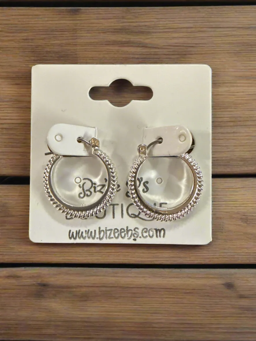 Silver Flat Twisted Hoops