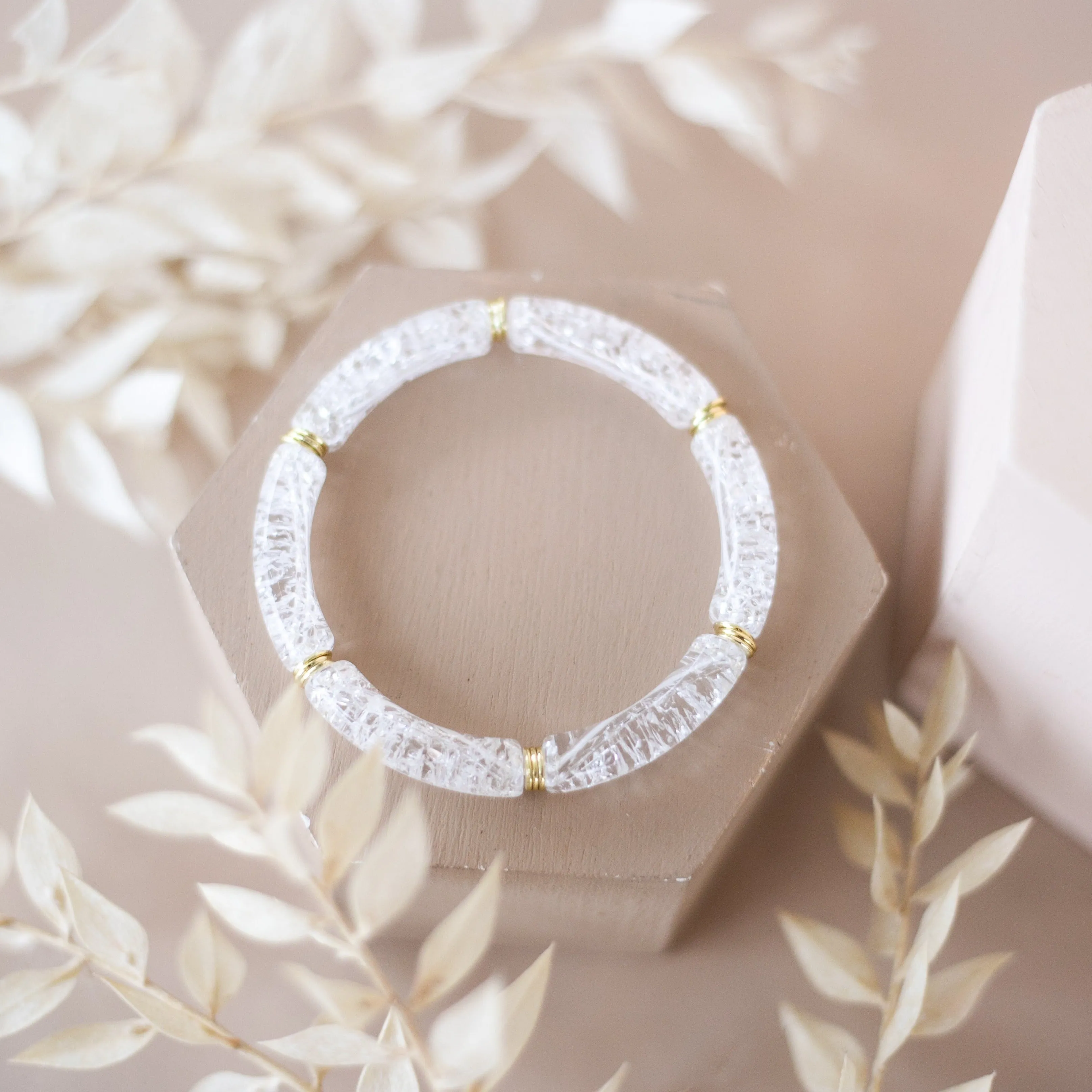 Skinny Acrylic Bamboo Bracelet: Ice