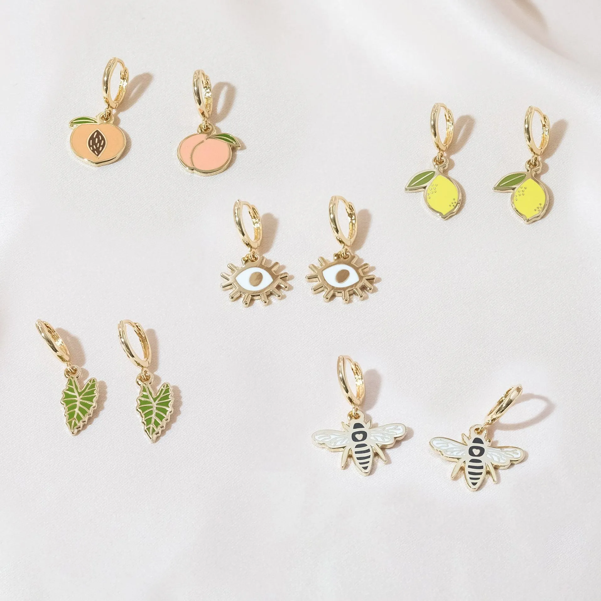 Skull Heart Eyes Huggie Hoop Earrings