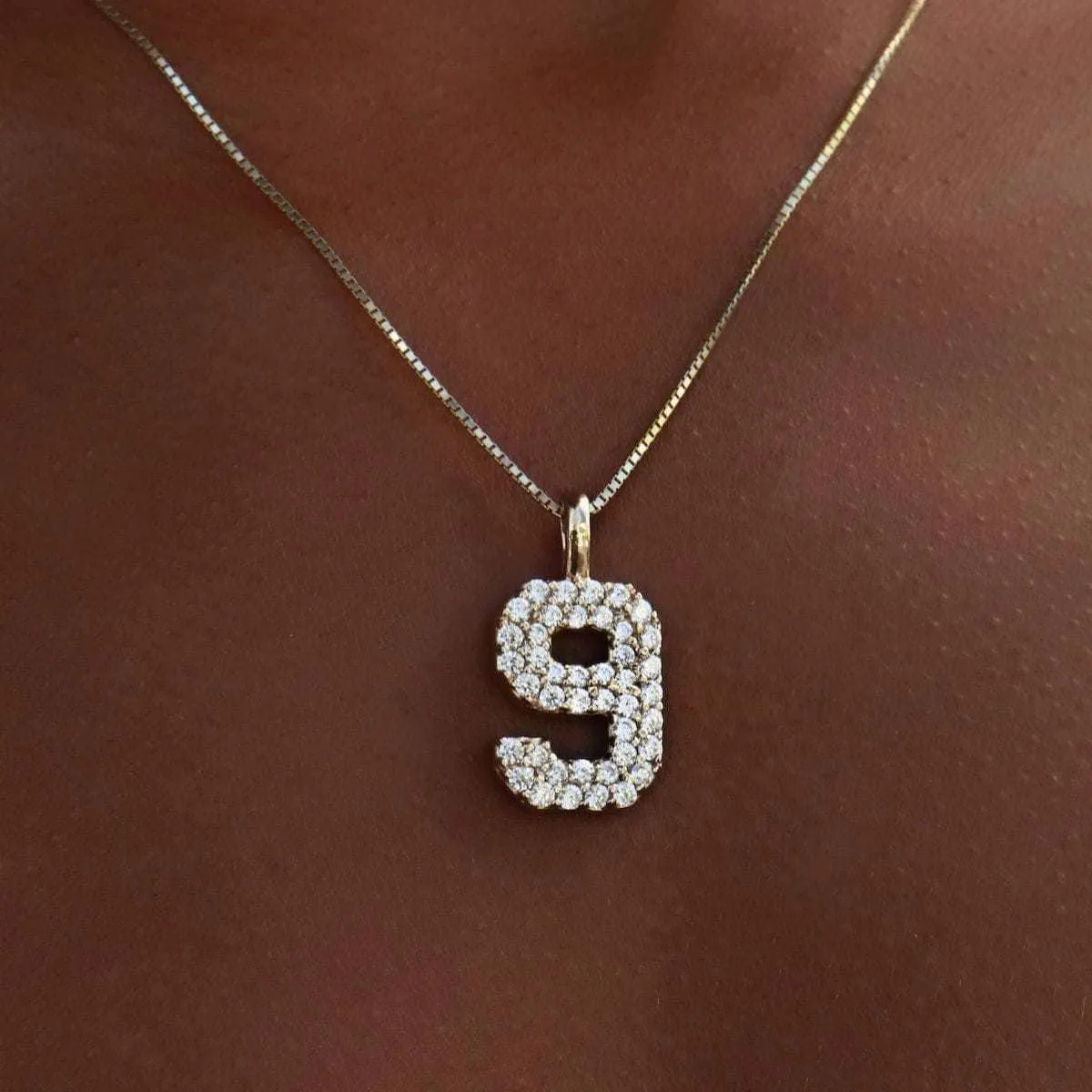 Solid Gold Number Pendants