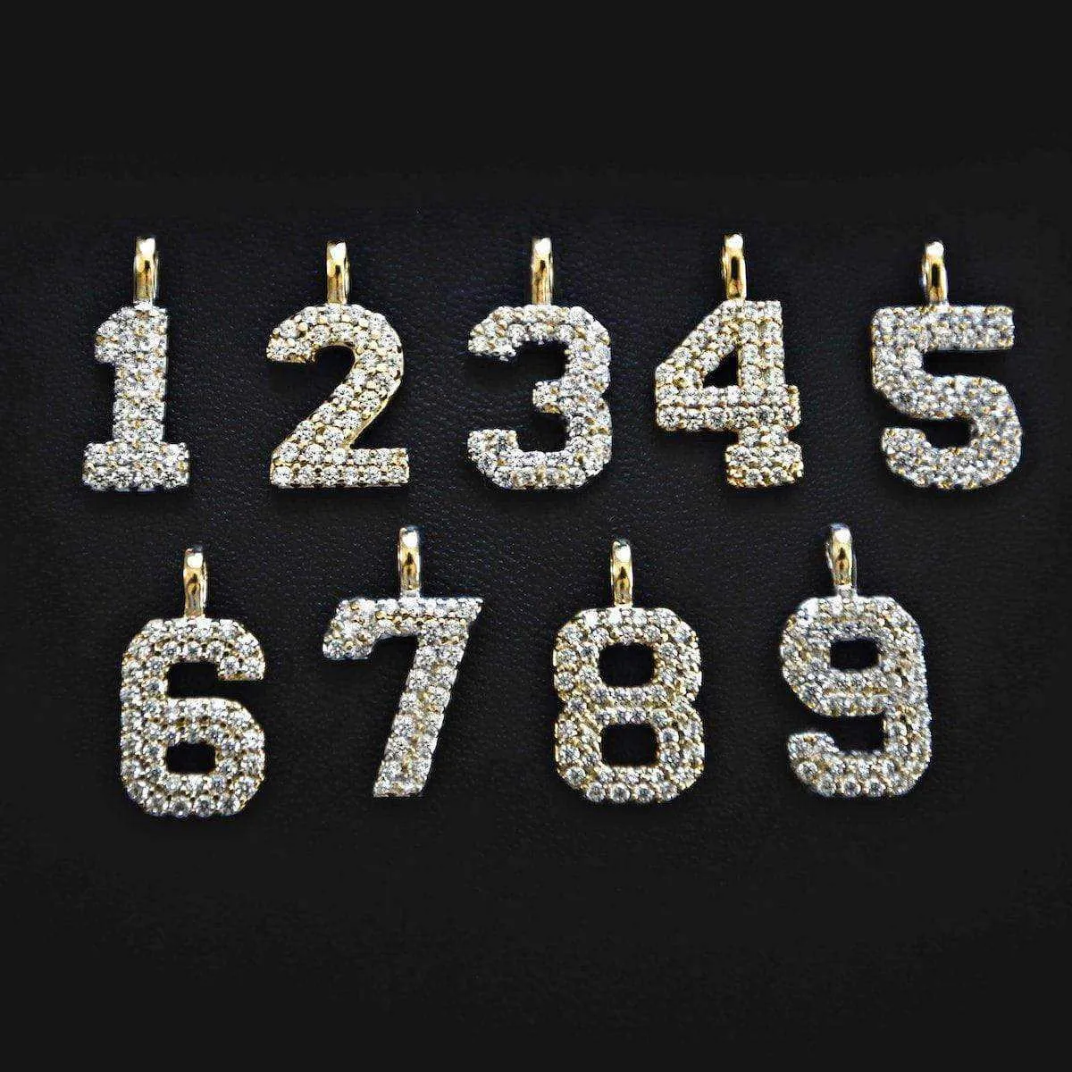 Solid Gold Number Pendants