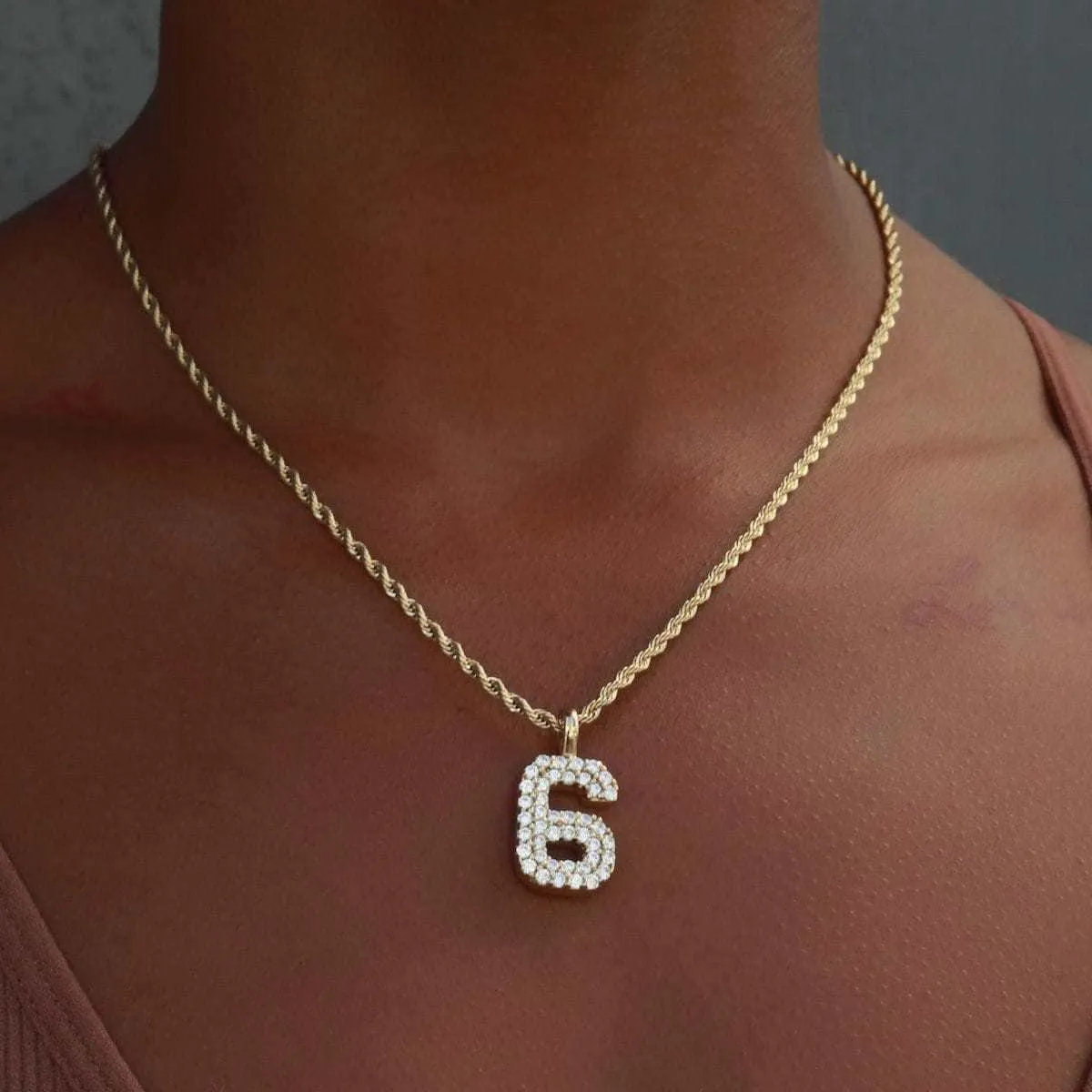 Solid Gold Number Pendants