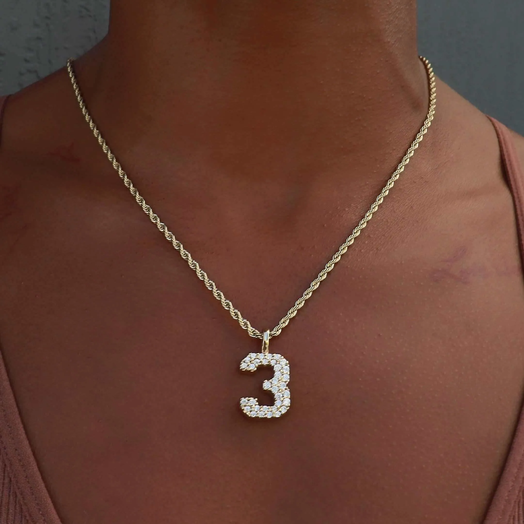 Solid Gold Number Pendants