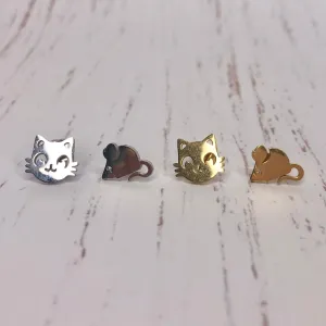 Stainless Steel Earrings - Cat & Mouse
