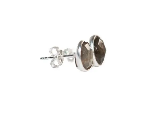 Sterling Silver Round Studs in Labradorite