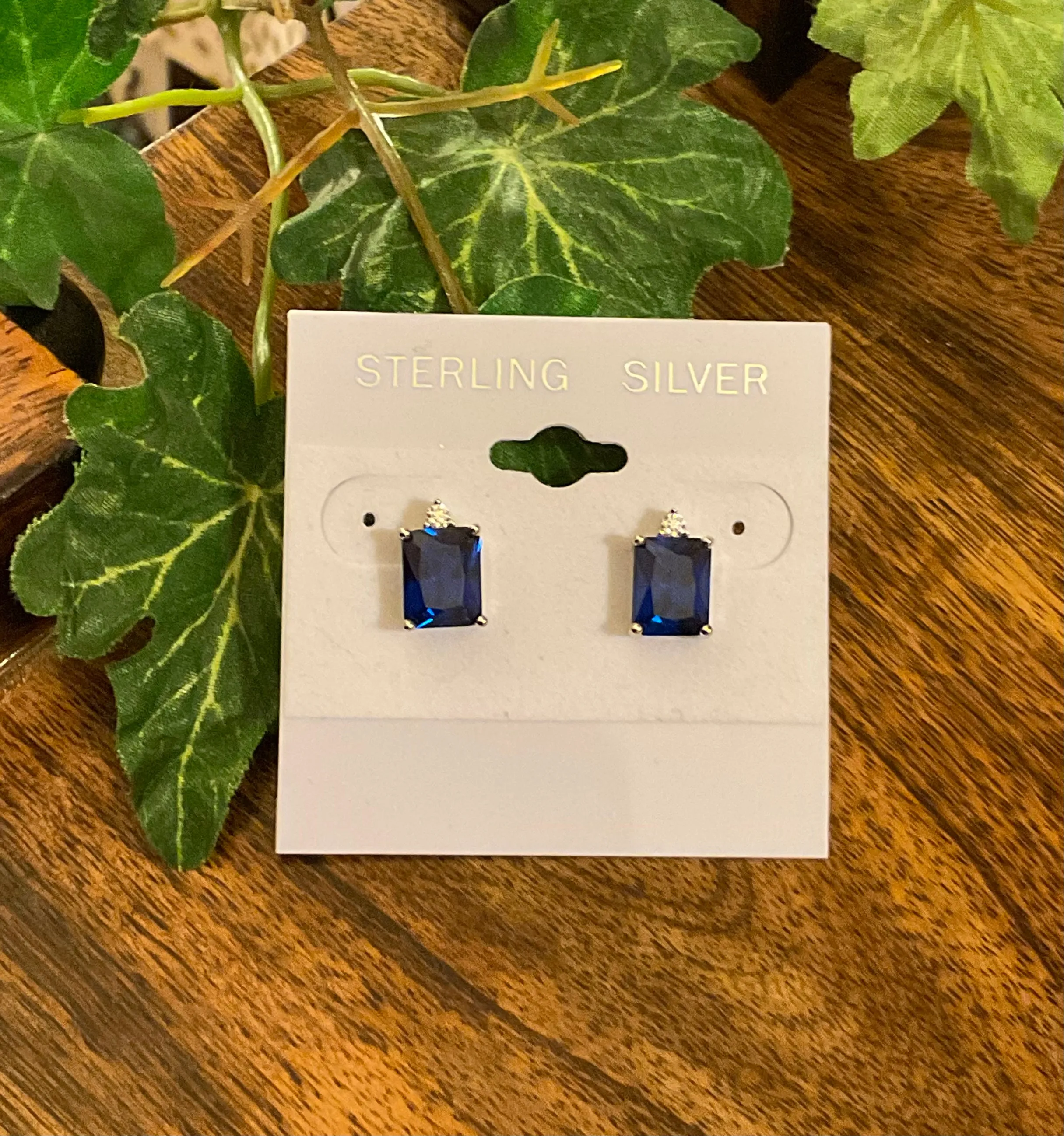 Sterling Silver Sapphire Post Back Earrings