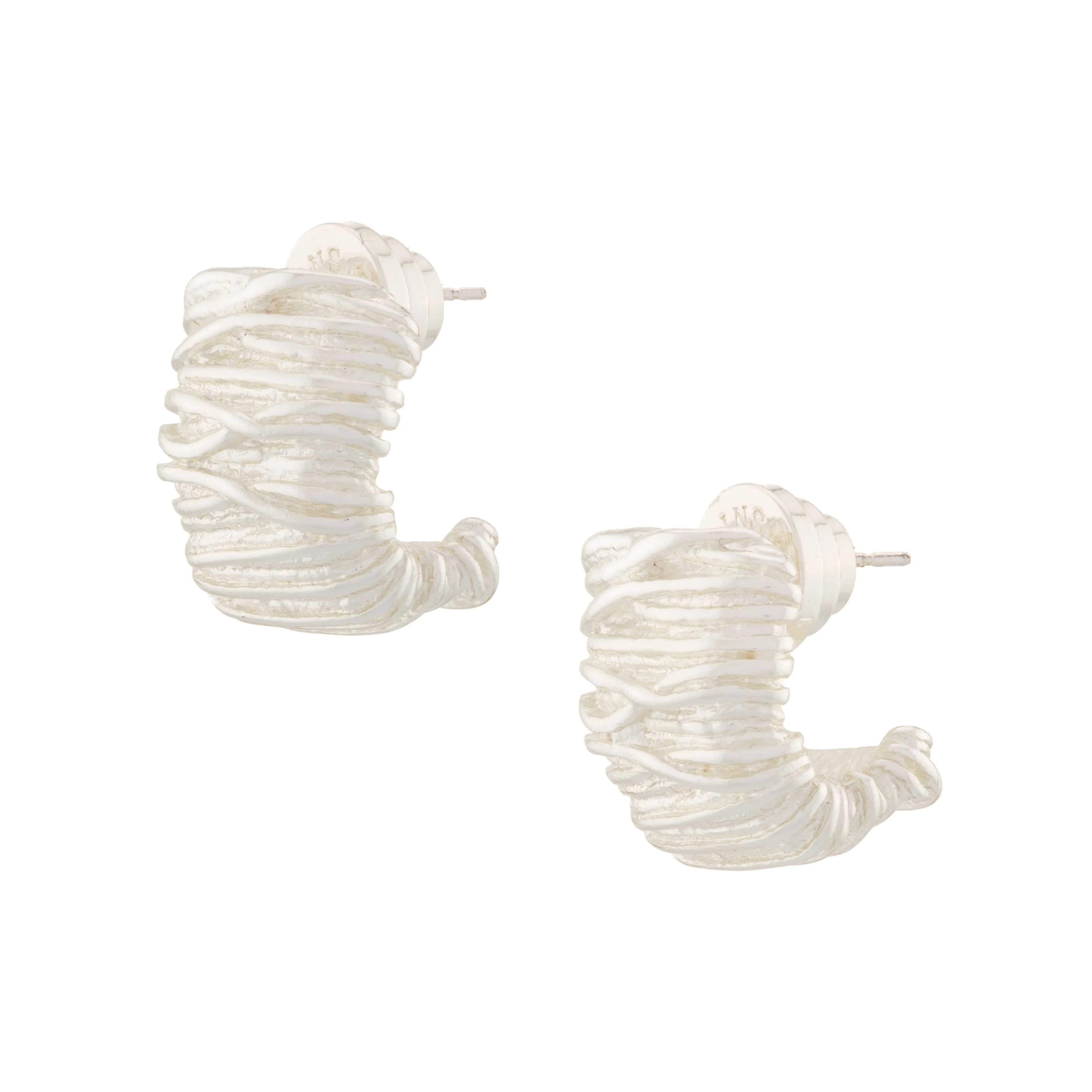 Textured Nugget Earrings Silver